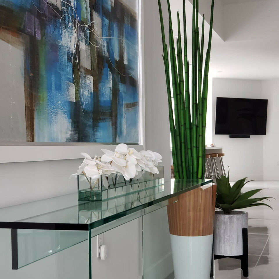 Herbe aux serpents (160 cm) avec pot Lux blanc